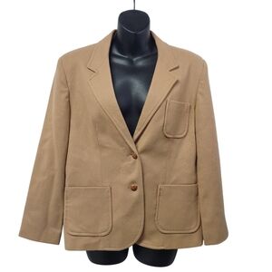 Vintage Alison Roberts Women's Brown 100% Wool Blazer Jacket Lined Size 8